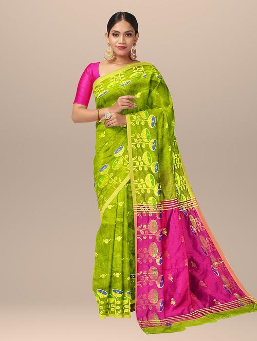 floral printed handloom saree with blouse - 19303371 - Very Small Image - 1