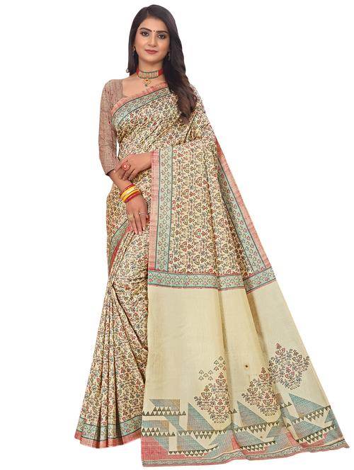 self design printed chanderi saree with blouse - 19303435 - Very Small Image - 1