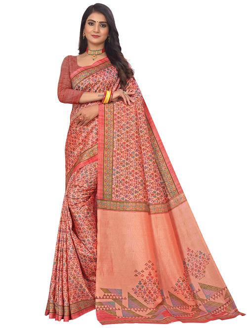self design printed chanderi saree with blouse - 19303437 - Very Small Image - 1