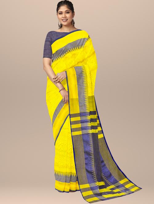 contrast bordered woven saree with blouse - 19303456 - Very Small Image - 1