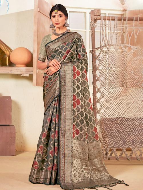 women's self design grey colored saree - 19303892 - Very Small Image - 1