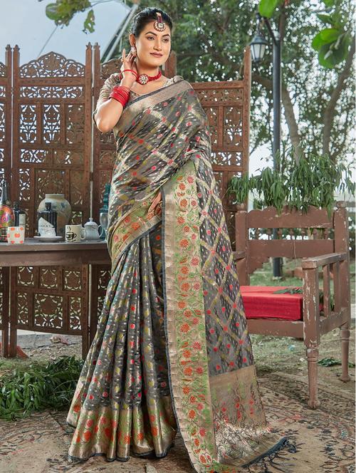 self design woven saree - 19303923 - Very Small Image - 1