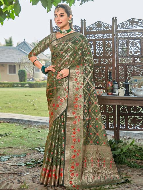 self design woven saree - 19303927 - Very Small Image - 1