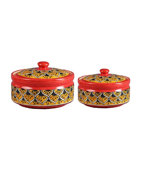 caffeine ceramic handmade orange morocco serving casserole with lid (set of 3) - 19304421 - Very Small Image - 1