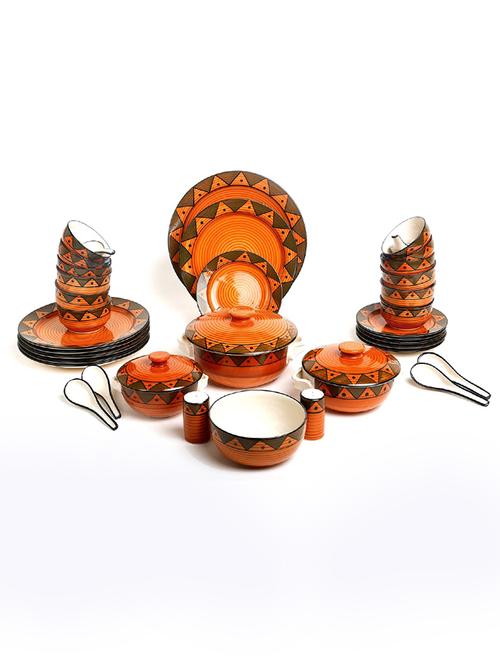 caffeine ceramic handmade brown soorya dinner set (37 pcs.) - 19304438 - Very Small Image - 1