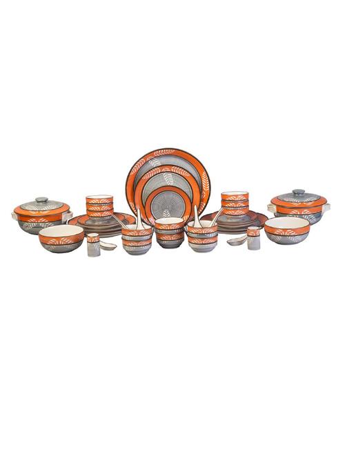 caffeine ceramic handmade stoneware dinner set (neon orange) - 37 pieces - 19304444 - Very Small Image - 1