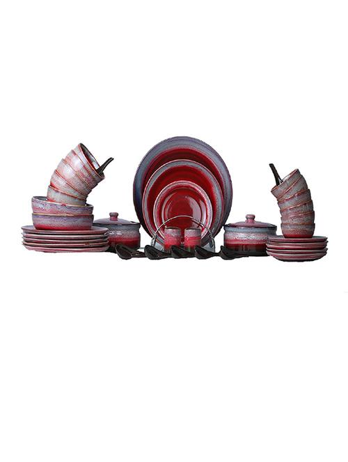 caffeine ceramic handmade pink stuidio dinner set (37 pieces - microwave & dishwasher safe) - 19304455 - Very Small Image - 1