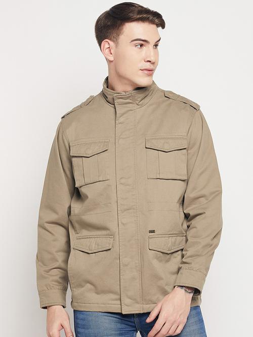brown solid casual jacket - 19304666 - Very Small Image - 1