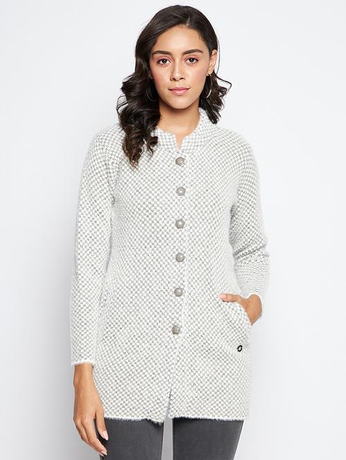checked wool blend cardigan - 19304778 - Very Small Image - 1