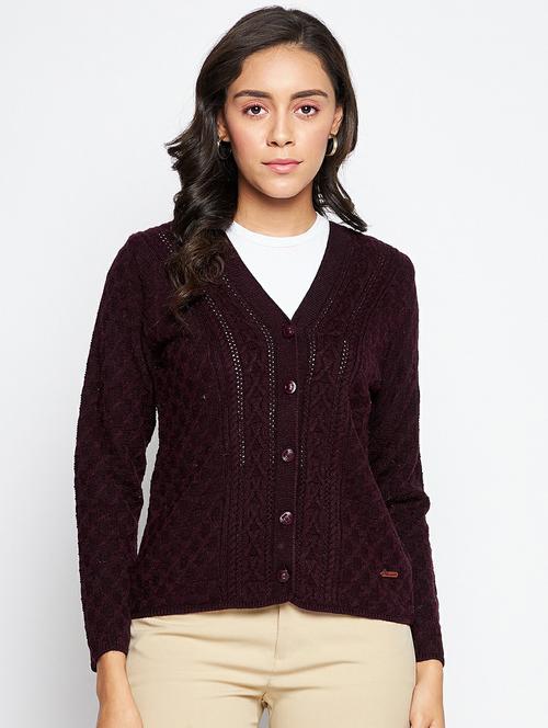 self design wool blend cardigan - 19304793 - Very Small Image - 1
