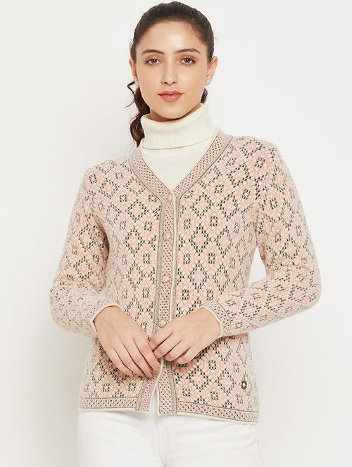 self design wool blend cardigan - 19304794 - Very Small Image - 1