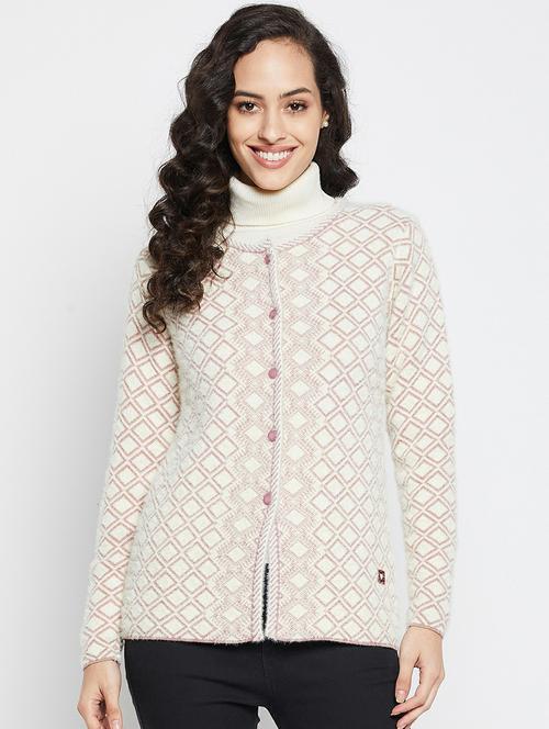 self design wool blend cardigan - 19304797 - Very Small Image - 1