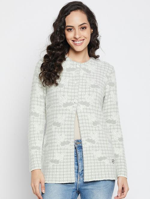 self design wool blend cardigan - 19304798 - Very Small Image - 1