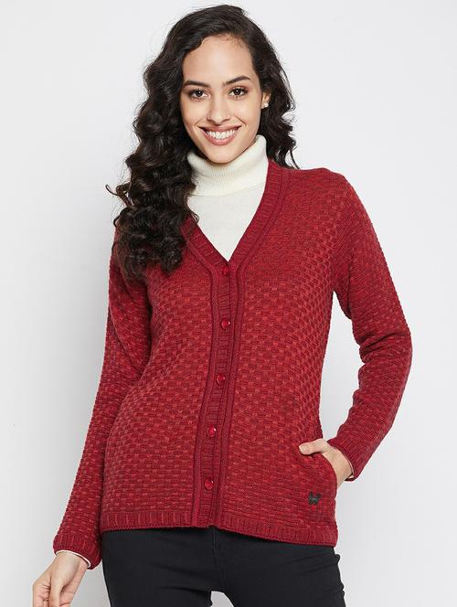self design wool blend cardigan - 19304806 - Very Small Image - 1