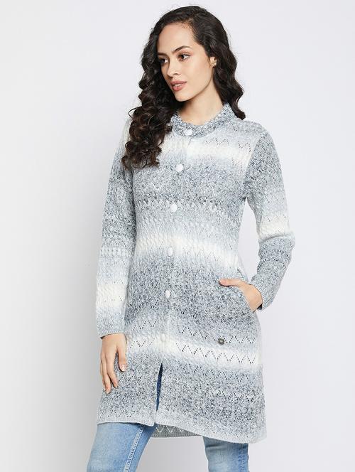 self design wool blend cardigan - 19304812 - Very Small Image - 1