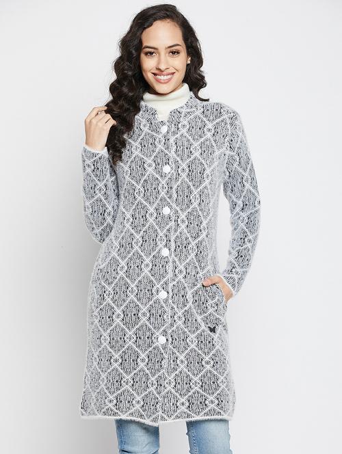 self design wool blend cardigan - 19304813 - Very Small Image - 1