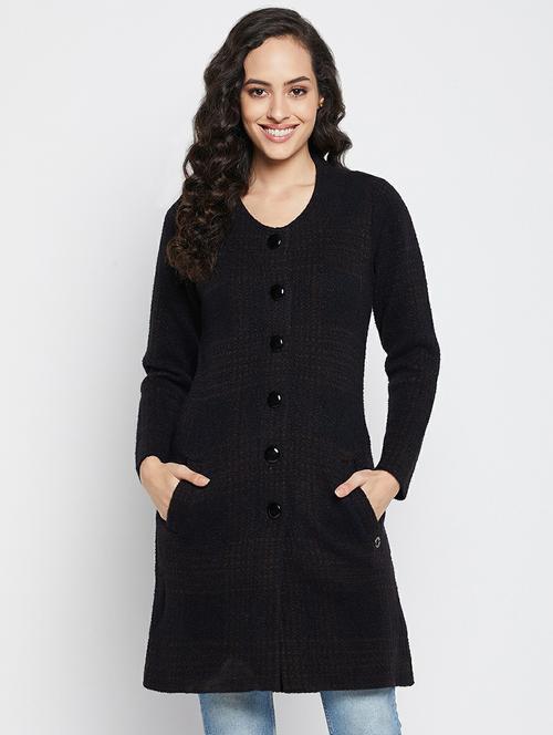 checked wool blend cardigan - 19304815 - Very Small Image - 1