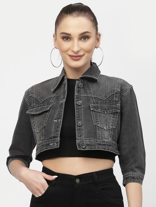 solids regular denim jacket - 19304896 - Very Small Image - 1
