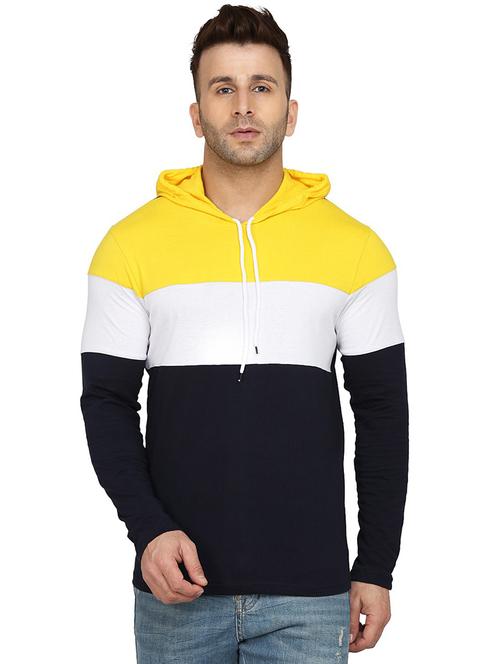 hood neck color block hooded t-shirt - 19304970 - Very Small Image - 1