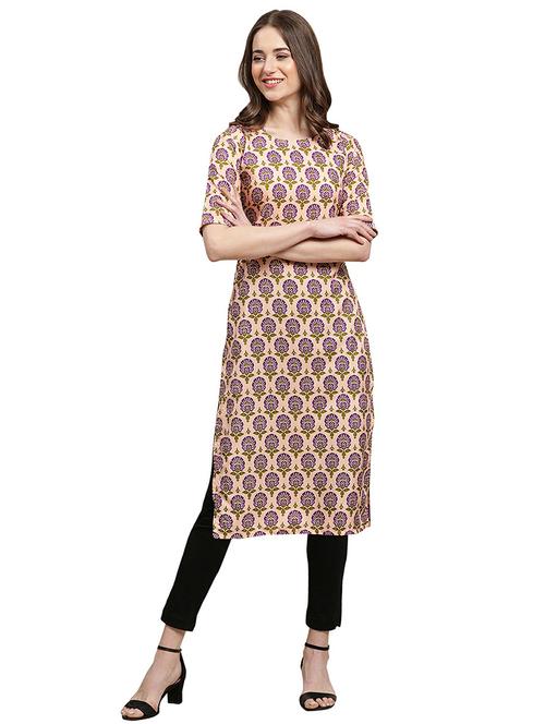 floral printed straight kurta - 19305025 - Very Small Image - 1