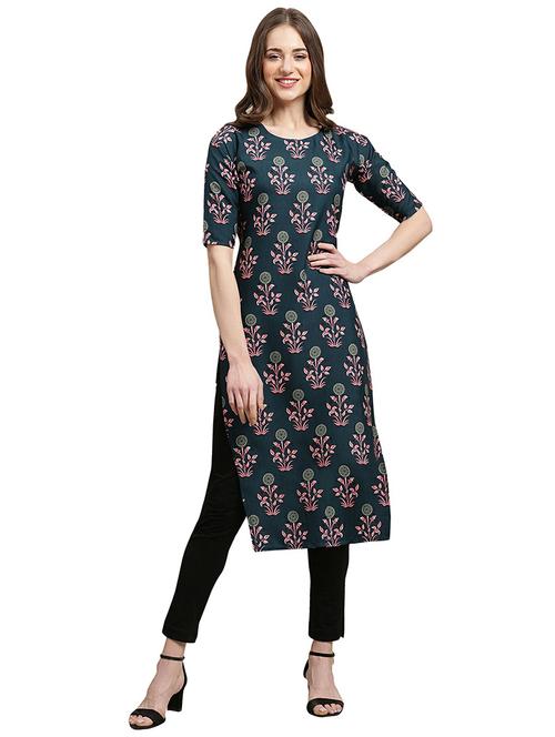 floral printed straight kurta - 19305028 - Very Small Image - 1