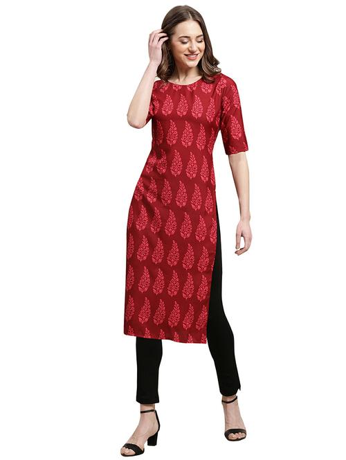 printed straight kurta - 19305030 - Very Small Image - 1