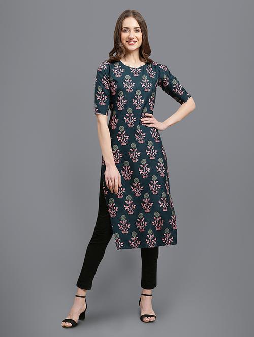 floral printed straight kurta - 19305054 - Very Small Image - 1
