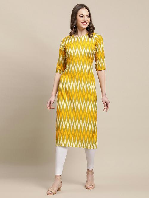 ikat printed straight kurta - 19305064 - Very Small Image - 1