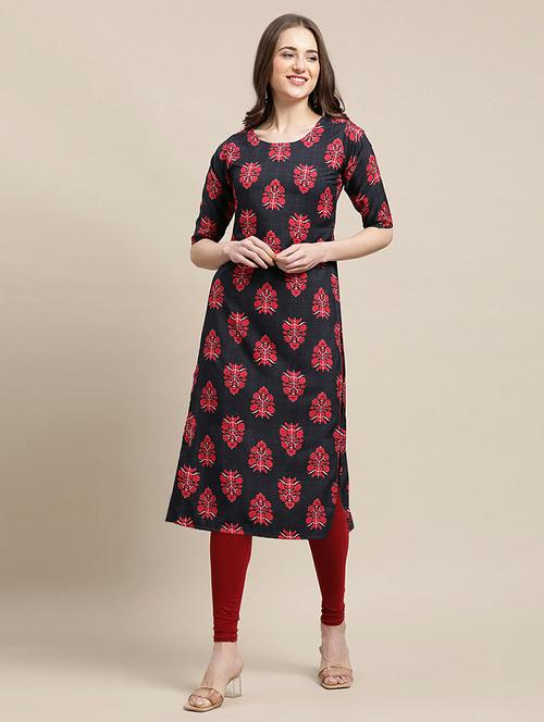 floral printed straight kurta - 19305077 - Very Small Image - 1