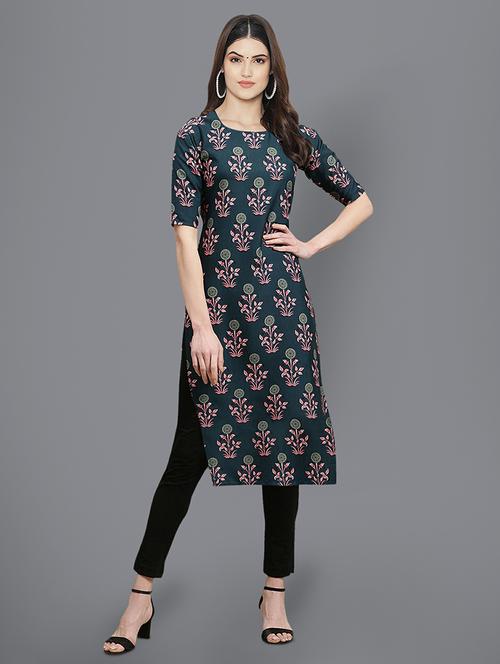 floral printed straight kurta - 19305094 - Very Small Image - 1