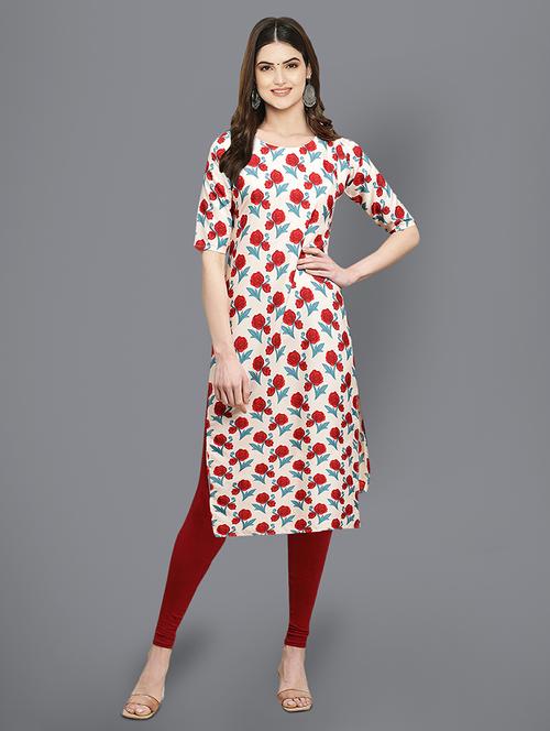 floral printed straight kurta - 19305099 - Very Small Image - 1