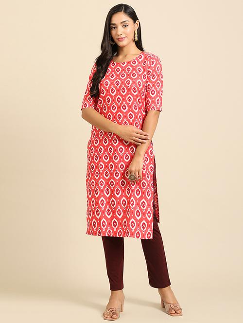 printed straight kurta - 19305118 - Very Small Image - 1