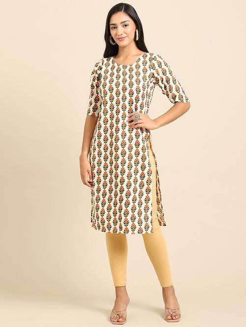 floral printed straight kurta - 19305124 - Very Small Image - 1