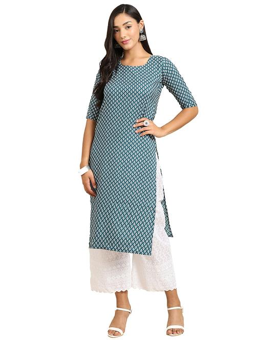 floral printed straight kurta - 19305133 - Very Small Image - 1