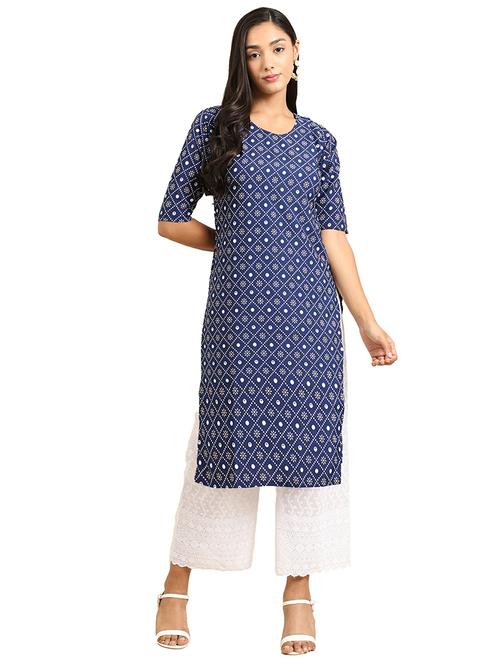 printed straight kurta - 19305135 - Very Small Image - 1