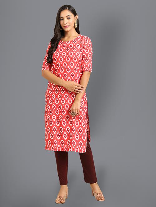round neck printed straight kurta - 19305138 - Very Small Image - 1