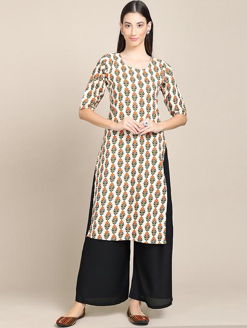 floral printed straight kurta - 19305154 - Very Small Image - 1