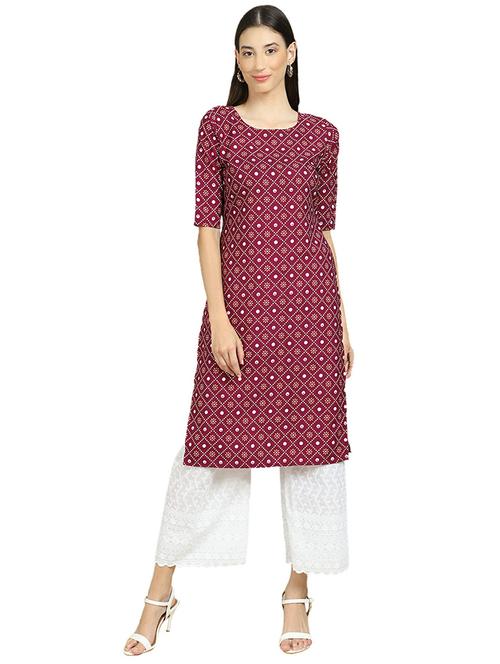 round neck printed straight kurta - 19305167 - Very Small Image - 1
