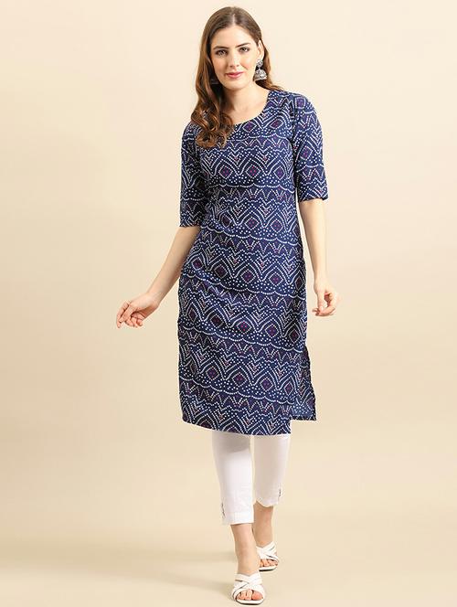 printed straight kurta - 19305181 - Very Small Image - 1