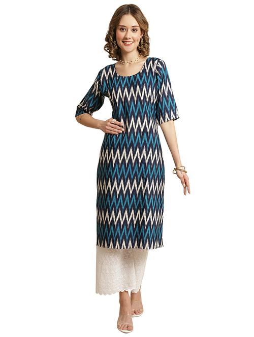 ikat printed straight kurta - 19305214 - Very Small Image - 1
