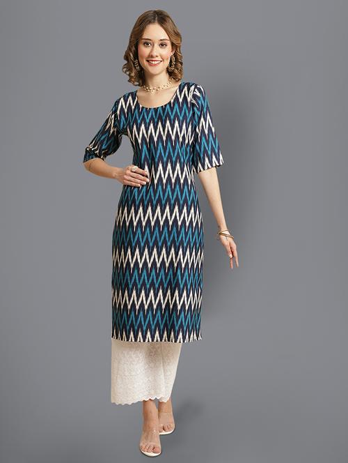 ikat printed straight kurta - 19305224 - Very Small Image - 1