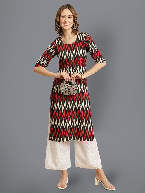 ikat printed straight kurta - 19305225 - Very Small Image - 1