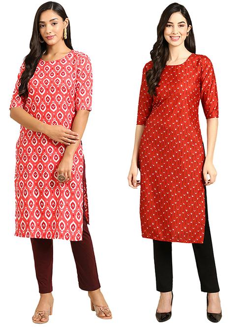 pack of 2 printed straight kurta - 19305274 - Very Small Image - 1