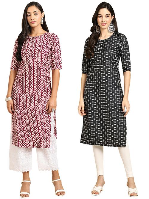 pack of 2 printed straight kurta - 19305276 - Very Small Image - 1