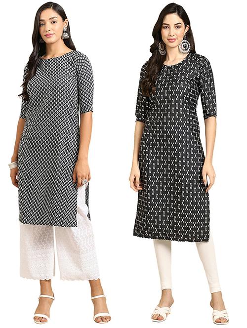 pack of 2 printed straight kurta - 19305286 - Very Small Image - 1