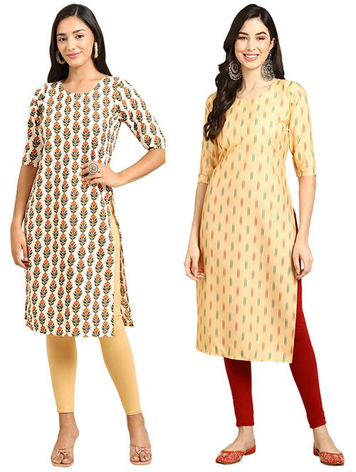pack of 2 printed straight kurta - 19305299 - Very Small Image - 1