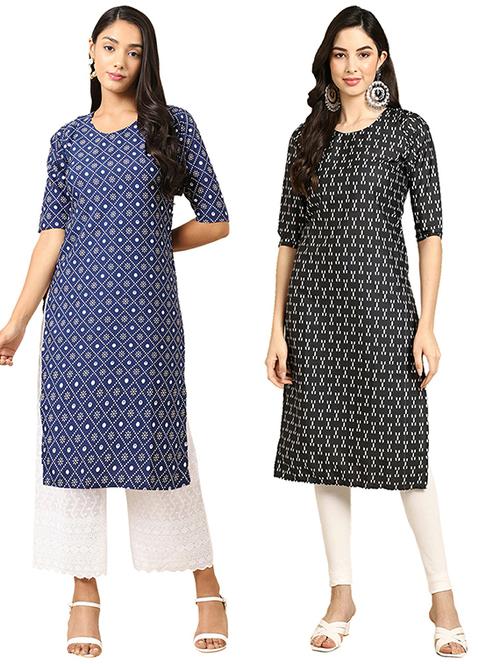 pack of 2 printed straight kurta - 19305305 - Very Small Image - 1