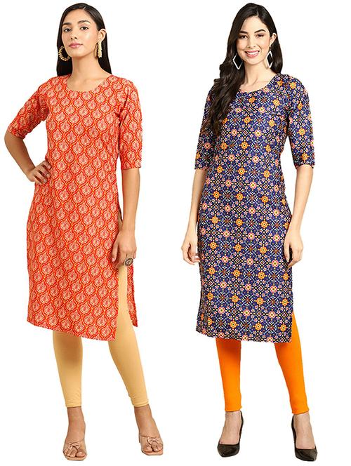 pack of 2 printed straight kurta - 19305311 - Very Small Image - 1