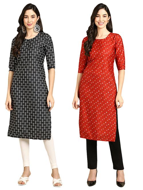 pack of 2 printed straight kurta - 19305321 - Very Small Image - 1