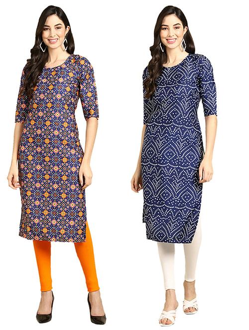 pack of 2 printed straight kurta - 19305324 - Very Small Image - 1